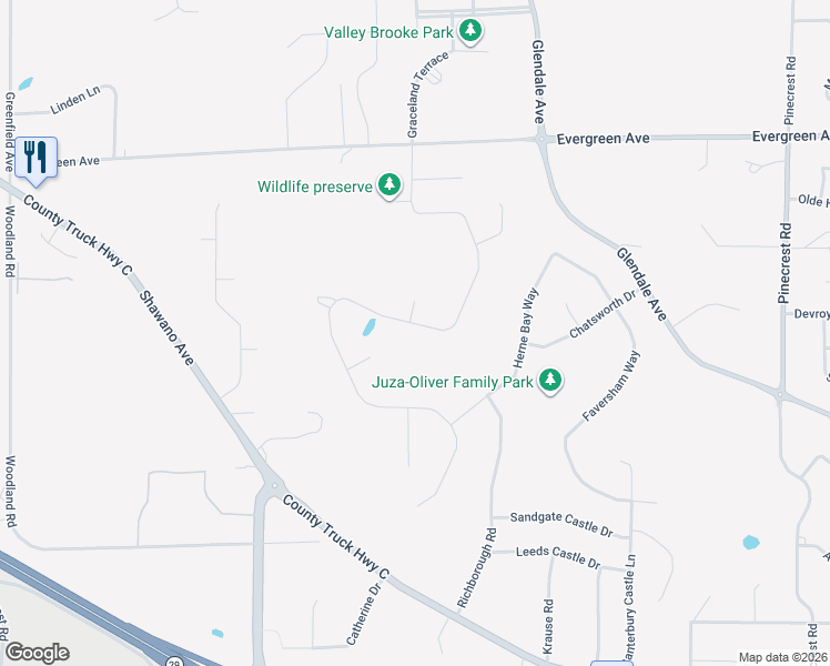map of restaurants, bars, coffee shops, grocery stores, and more near 3661 Folkstone Drive in Green Bay