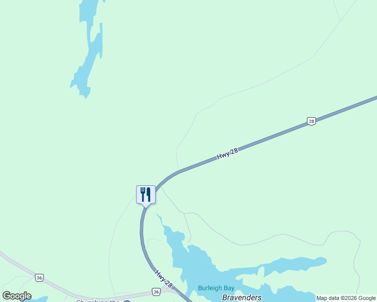 map of restaurants, bars, coffee shops, grocery stores, and more near 53 Coon Lake Road in Harcourt