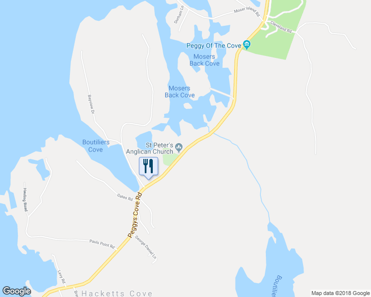 map of restaurants, bars, coffee shops, grocery stores, and more near 10056 Lighthouse Route in Hacketts Cove