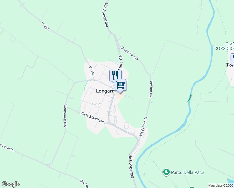 map of restaurants, bars, coffee shops, grocery stores, and more near 56 Via R. Marchesini in Longara
