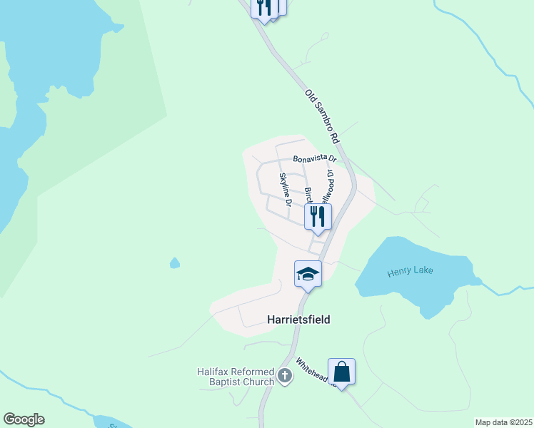 map of restaurants, bars, coffee shops, grocery stores, and more near 38 Ashcroft Avenue in Harrietsfield
