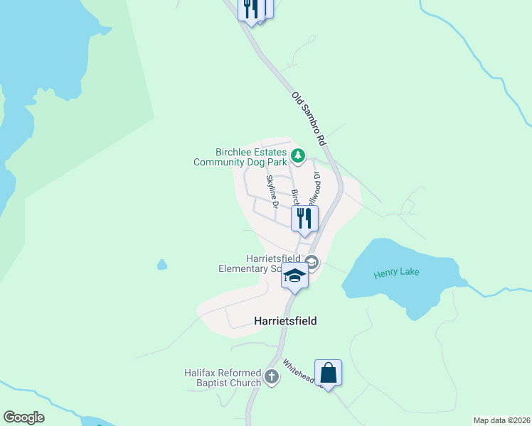 map of restaurants, bars, coffee shops, grocery stores, and more near 30 Ashcroft Avenue in Harrietsfield