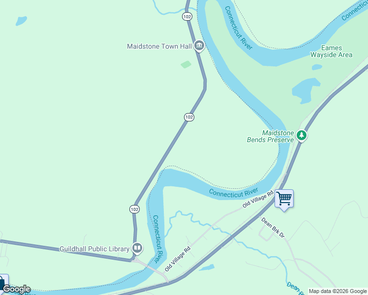 map of restaurants, bars, coffee shops, grocery stores, and more near 82 Vermont 102 in Maidstone