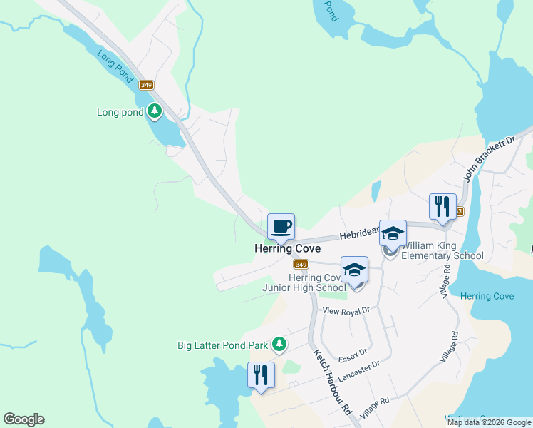map of restaurants, bars, coffee shops, grocery stores, and more near 984 Herring Cove Road in Halifax