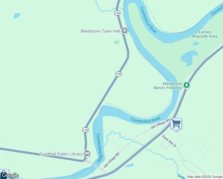 map of restaurants, bars, coffee shops, grocery stores, and more near 82 Vermont 102 in Maidstone