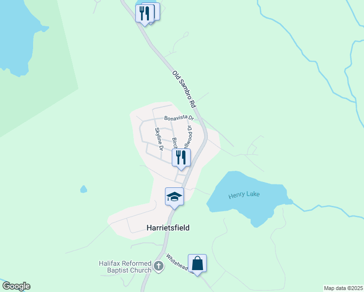 map of restaurants, bars, coffee shops, grocery stores, and more near 10 Bellwood Drive in Harrietsfield