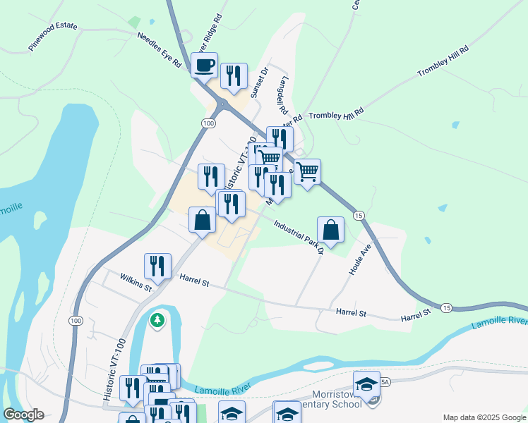 map of restaurants, bars, coffee shops, grocery stores, and more near 275 Munson Avenue in Morristown