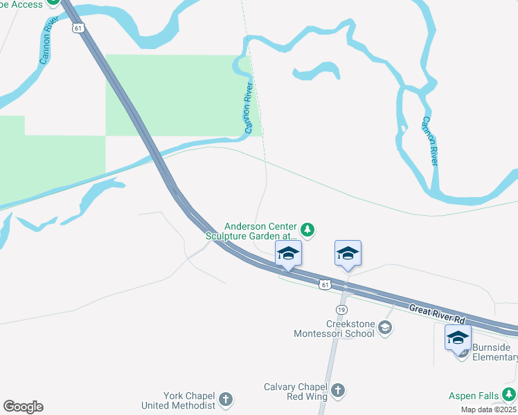 map of restaurants, bars, coffee shops, grocery stores, and more near Cannon Bottom Road in Red Wing