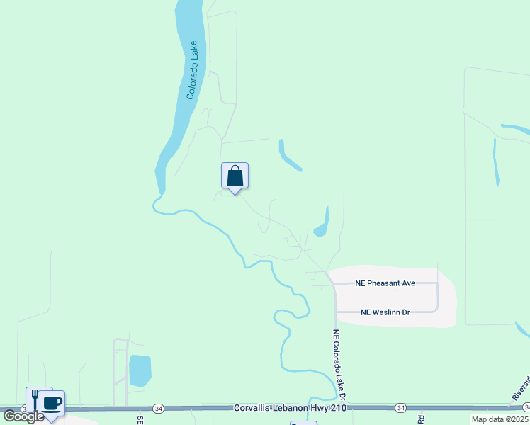 map of restaurants, bars, coffee shops, grocery stores, and more near 34223 Northeast Colorado Lake Drive in Corvallis