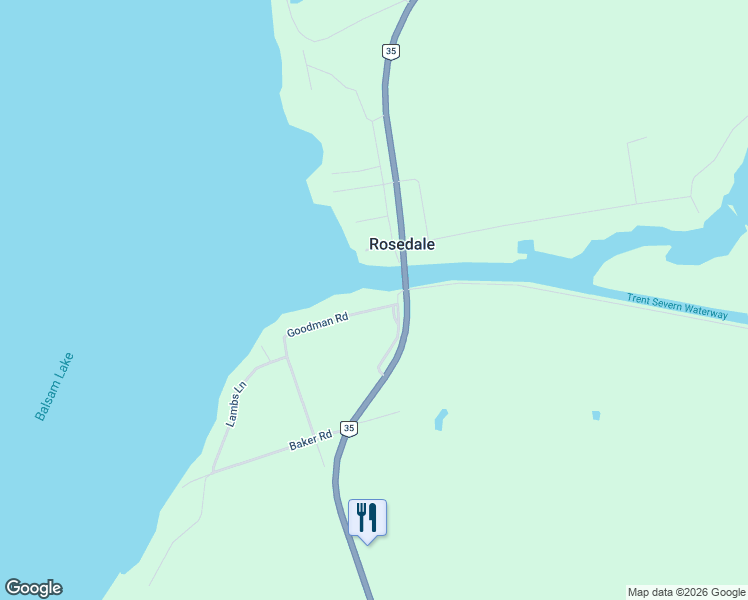 map of restaurants, bars, coffee shops, grocery stores, and more near 8 Coldstream Road in Kawartha Lakes