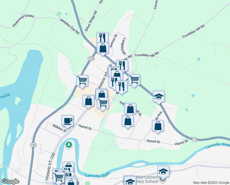 map of restaurants, bars, coffee shops, grocery stores, and more near 275 Munson Avenue in Morristown