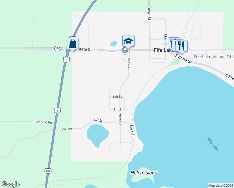 map of restaurants, bars, coffee shops, grocery stores, and more near 6th St in Fife Lake