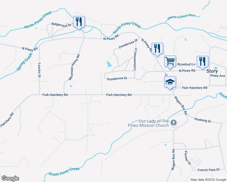 map of restaurants, bars, coffee shops, grocery stores, and more near 147 Fish Hatchery Road in Banner