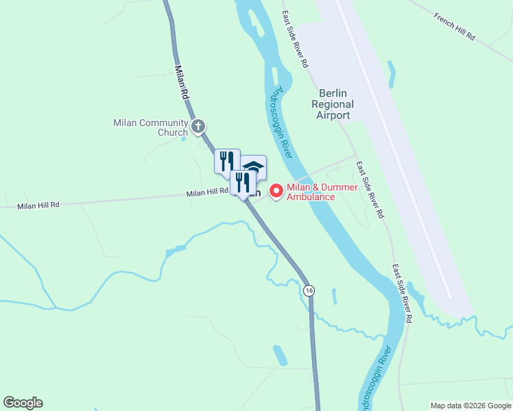 map of restaurants, bars, coffee shops, grocery stores, and more near 706 Milan Road in Milan