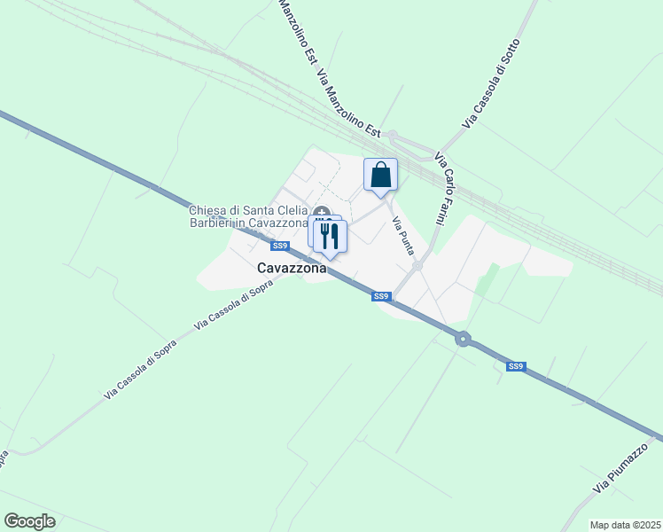 map of restaurants, bars, coffee shops, grocery stores, and more near 8C Via Cassola di Sotto in Cavazzona