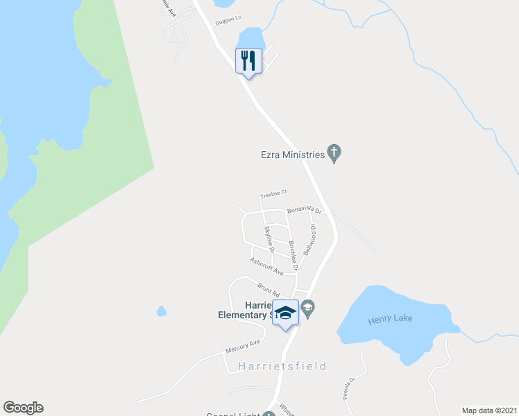 map of restaurants, bars, coffee shops, grocery stores, and more near 19 Bonavista Drive in Harrietsfield