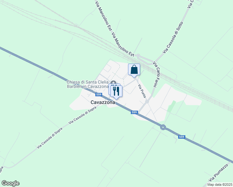 map of restaurants, bars, coffee shops, grocery stores, and more near 8C Via Cassola di Sotto in Cavazzona