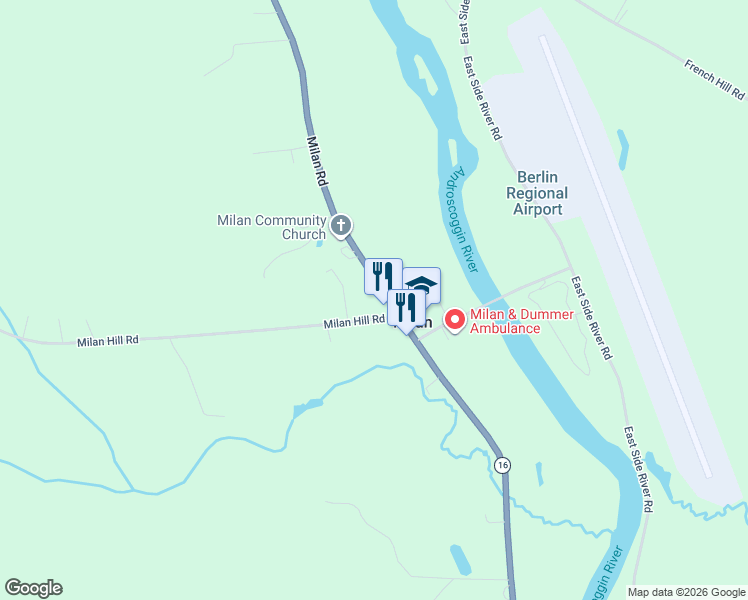 map of restaurants, bars, coffee shops, grocery stores, and more near 737 Milan Road in Milan