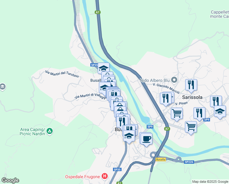map of restaurants, bars, coffee shops, grocery stores, and more near 4 Via M. Martignone in Busalla