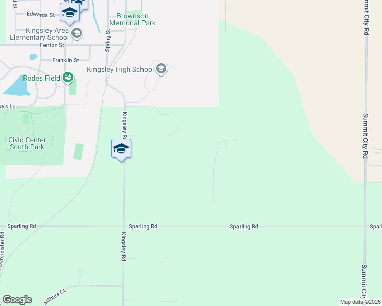 map of restaurants, bars, coffee shops, grocery stores, and more near 7877 Maple Valley Lane in Kingsley