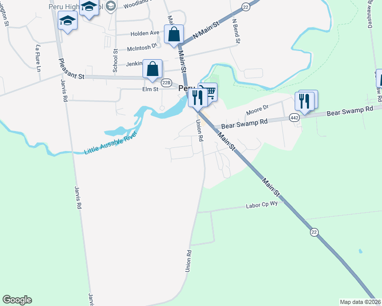 map of restaurants, bars, coffee shops, grocery stores, and more near 1 Mark Way in Peru