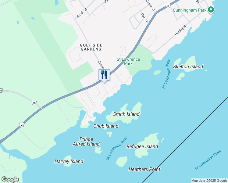 map of restaurants, bars, coffee shops, grocery stores, and more near 33 Sabine Road in Brockville