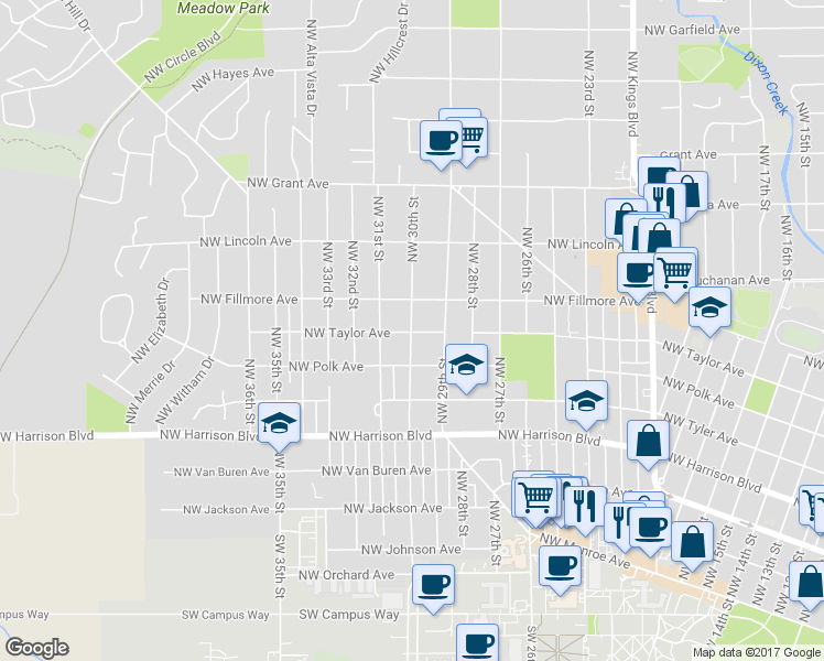 map of restaurants, bars, coffee shops, grocery stores, and more near 2999 Northwest Taylor Avenue in Corvallis