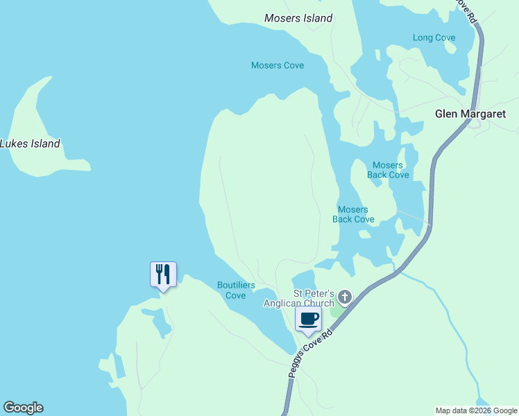 map of restaurants, bars, coffee shops, grocery stores, and more near 51 Lukes Lane in Hacketts Cove