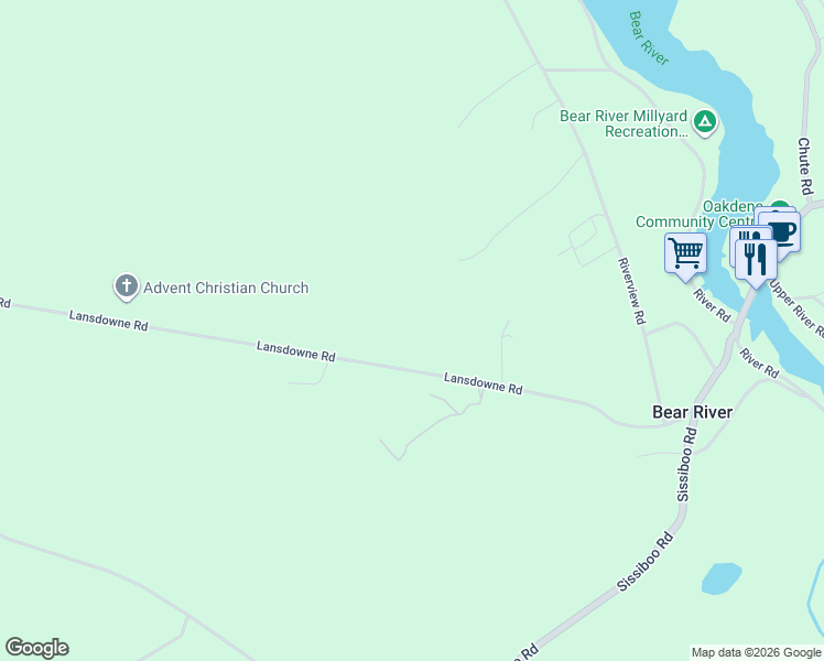 map of restaurants, bars, coffee shops, grocery stores, and more near in Bear River