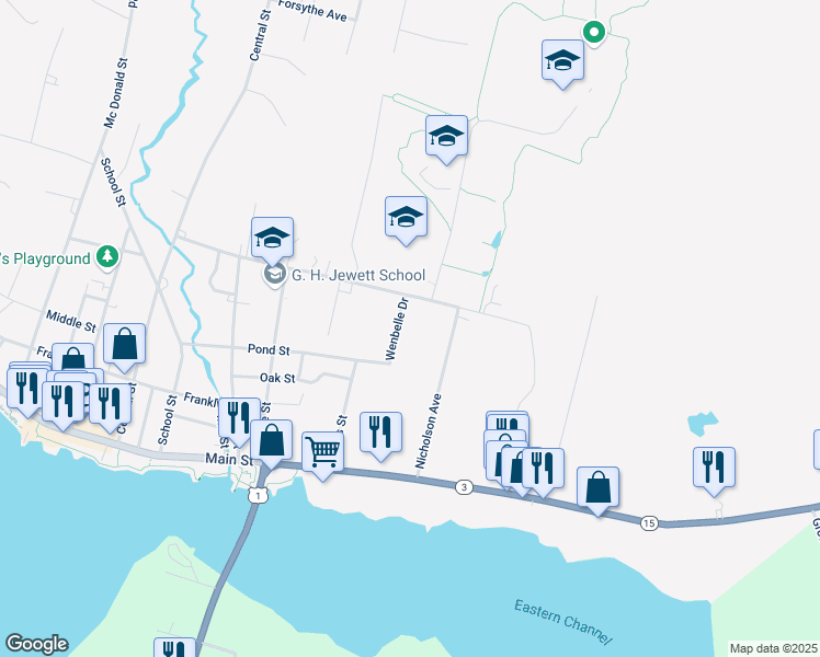 map of restaurants, bars, coffee shops, grocery stores, and more near 91 Broadway in Bucksport