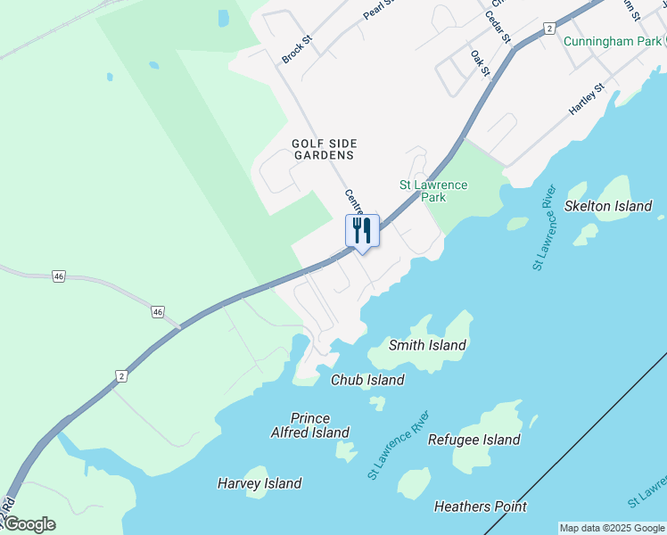 map of restaurants, bars, coffee shops, grocery stores, and more near 114 Chipman Road in Brockville