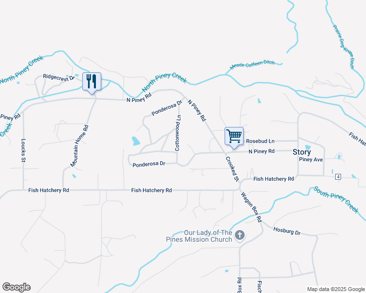 map of restaurants, bars, coffee shops, grocery stores, and more near 13 Cottonwood Ln in Story