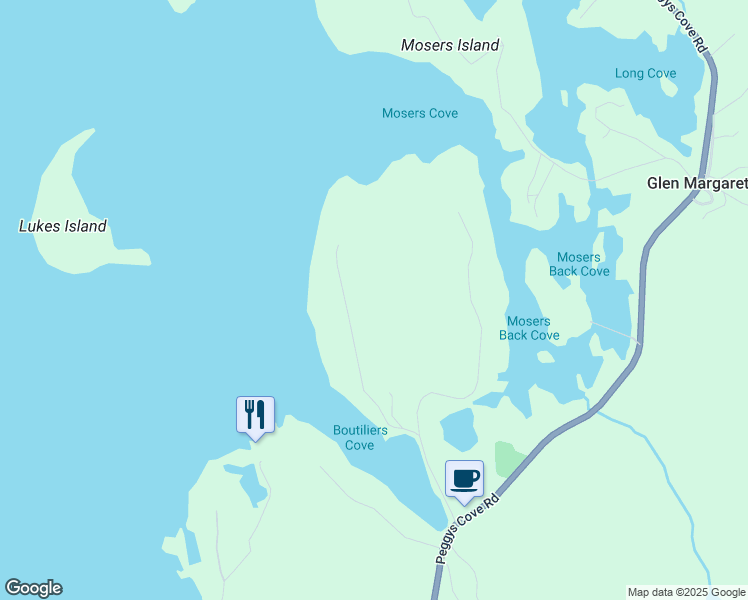 map of restaurants, bars, coffee shops, grocery stores, and more near 18 Lukes Lane in Hacketts Cove