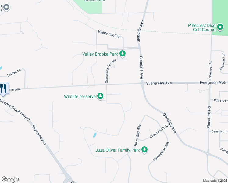 map of restaurants, bars, coffee shops, grocery stores, and more near 3616 Glen Kent Court in Green Bay