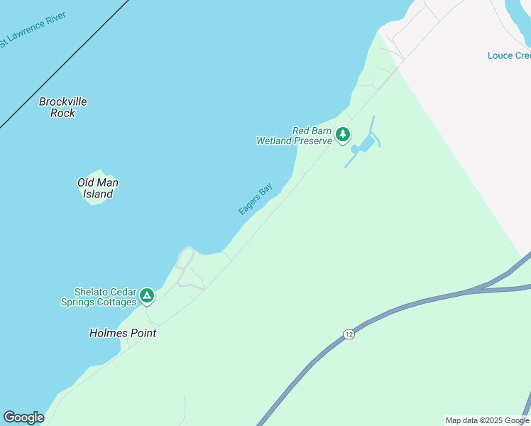 map of restaurants, bars, coffee shops, grocery stores, and more near 449 River Rd E in Ogdensburg