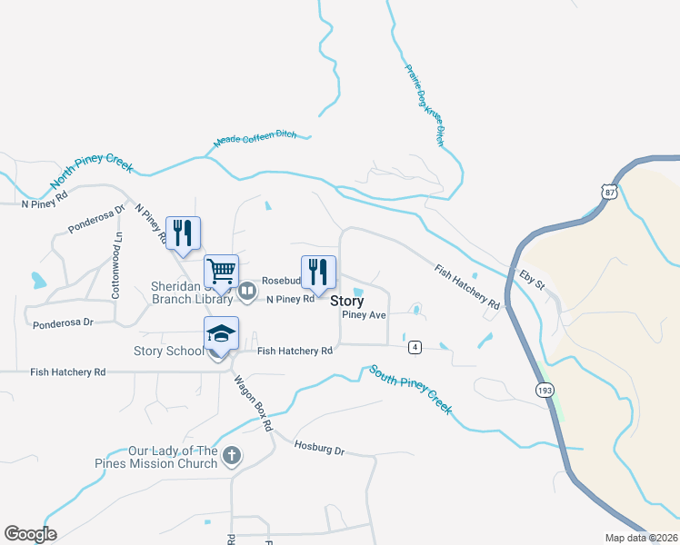 map of restaurants, bars, coffee shops, grocery stores, and more near 59 Fish Hatchery Road in Banner