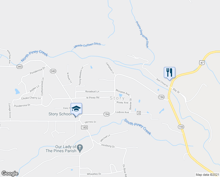 map of restaurants, bars, coffee shops, grocery stores, and more near 59 Fish Hatchery Road in Banner