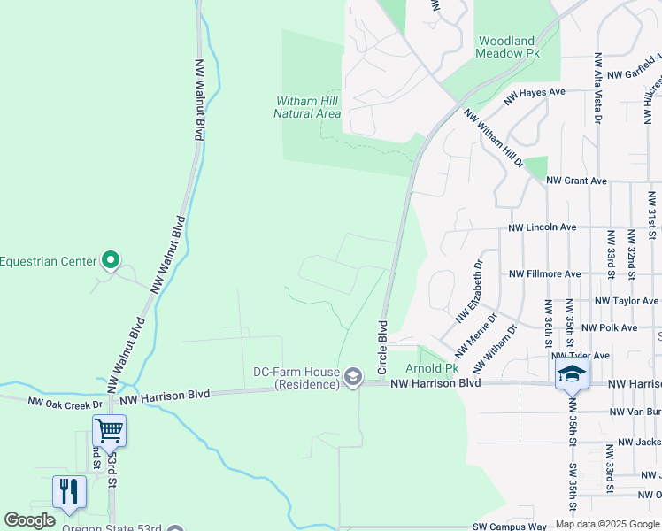 map of restaurants, bars, coffee shops, grocery stores, and more near 4240 Northwest Duniway Drive in Corvallis
