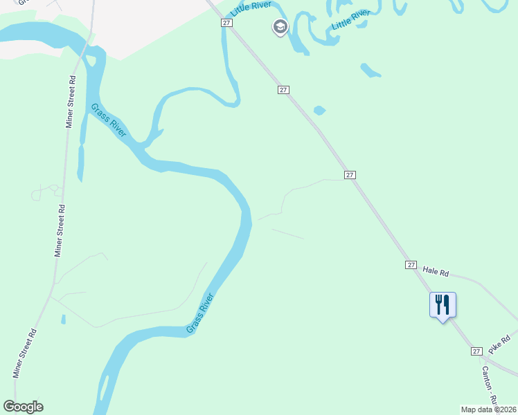 map of restaurants, bars, coffee shops, grocery stores, and more near 5965 County Road 27 in Canton