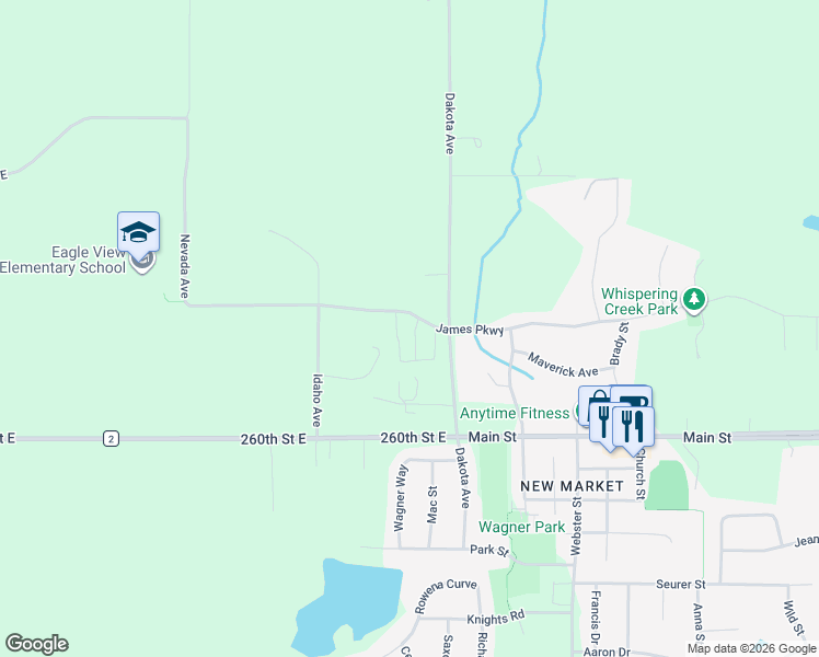 map of restaurants, bars, coffee shops, grocery stores, and more near 25850 Oriole Street in Elko New Market
