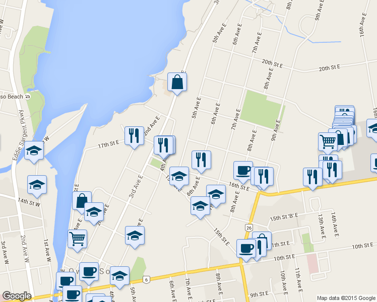 map of restaurants, bars, coffee shops, grocery stores, and more near 1663 5th Avenue East in Owen Sound