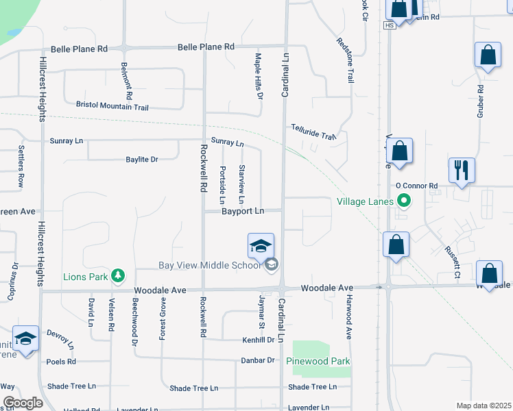map of restaurants, bars, coffee shops, grocery stores, and more near 1308 Sunray Lane in Howard