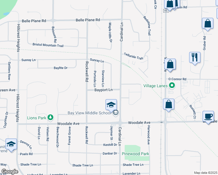 map of restaurants, bars, coffee shops, grocery stores, and more near 1308 Sunray Lane in Howard