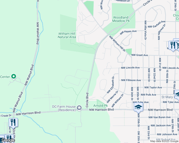 map of restaurants, bars, coffee shops, grocery stores, and more near 4190 Northwest Dale Drive in Corvallis