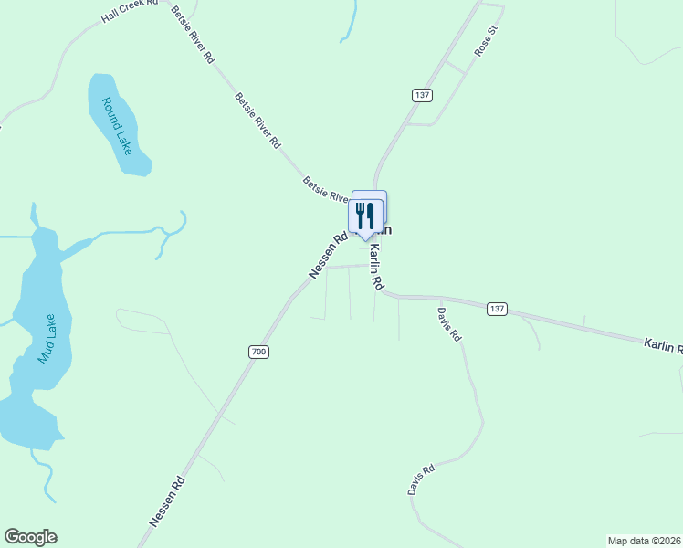 map of restaurants, bars, coffee shops, grocery stores, and more near 10359-10389 Slovan Avenue in Interlochen