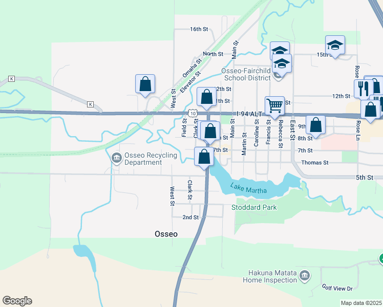 map of restaurants, bars, coffee shops, grocery stores, and more near 14007 West 7th Street in Osseo