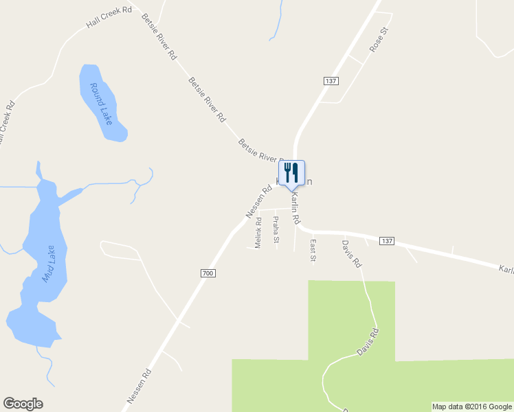 map of restaurants, bars, coffee shops, grocery stores, and more near 10389 Slovan Avenue in Interlochen