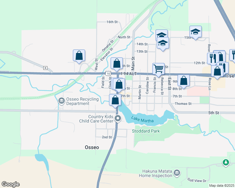 map of restaurants, bars, coffee shops, grocery stores, and more near 13819 7th Street in Osseo