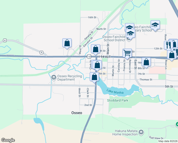 map of restaurants, bars, coffee shops, grocery stores, and more near 14007 West 7th Street in Osseo