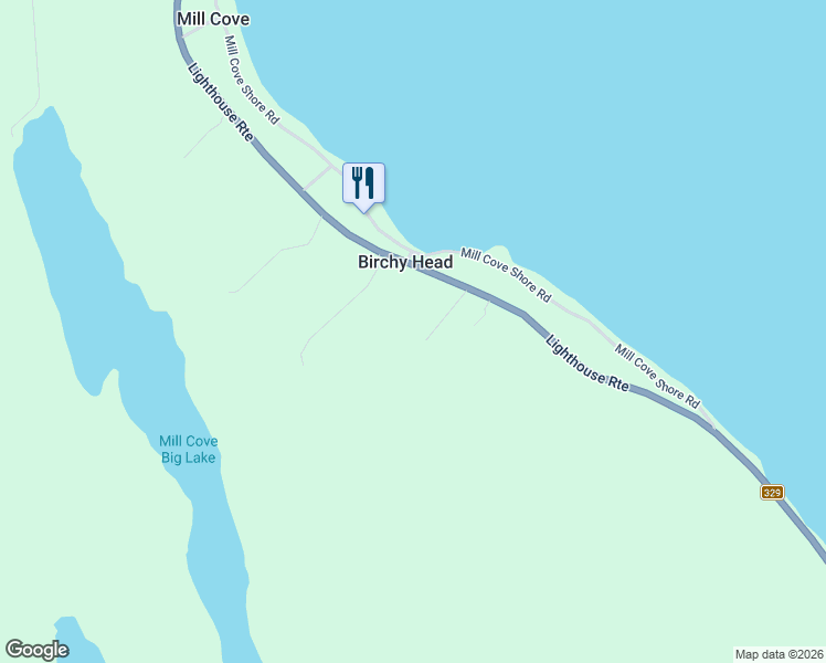 map of restaurants, bars, coffee shops, grocery stores, and more near 40 Spruce Drive in Birchy Head